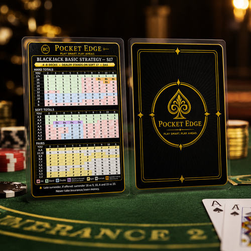 Pocket Edge Blackjack Basic Strategy Card — S17 / Stand on Soft 17